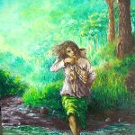 Mencari air oil on canvas 90 x 60 , tahun 2007